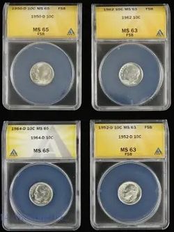 Four (4) 90%-silver Roosevelt dimes