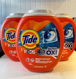 Tide 4-in-1 Ultra Oxi PODS Laundry Detergent Pacs, 85 Count, HE Compatible, Built in Pre-treater for