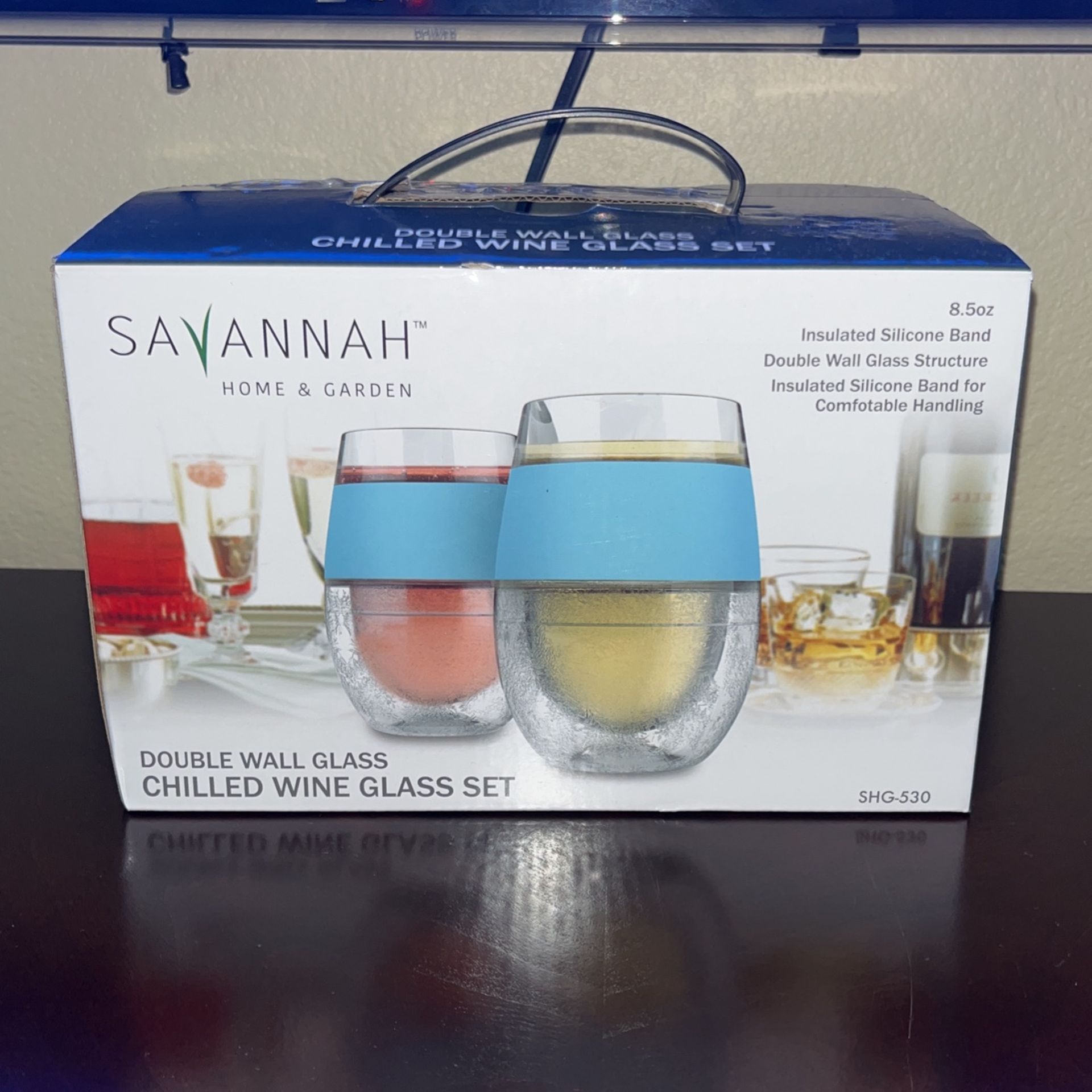 Savannah Double Wall Glass Chilled Wine Glass Set ~ 2 Glasses New In Box  for Sale in San Diego, CA - OfferUp