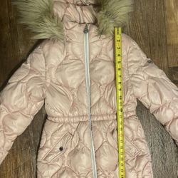 Michael Kors Size 14 Pink Jacket Fur Lined Hood