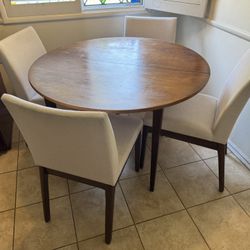 Round Kitchen Table Set with 4 Padded Chairs 43.5” 