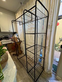 Closet Clothing Rack Black and Shelves