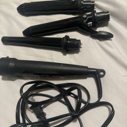 Black Hair Curling Iron with 3 Attachments