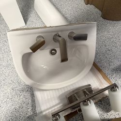Pedestal Sink, Faucet, & Matching Light Fixture FREE