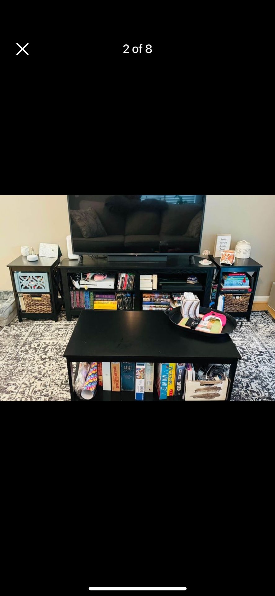 Tv Stand, Coffee Table, 2 End Tables 