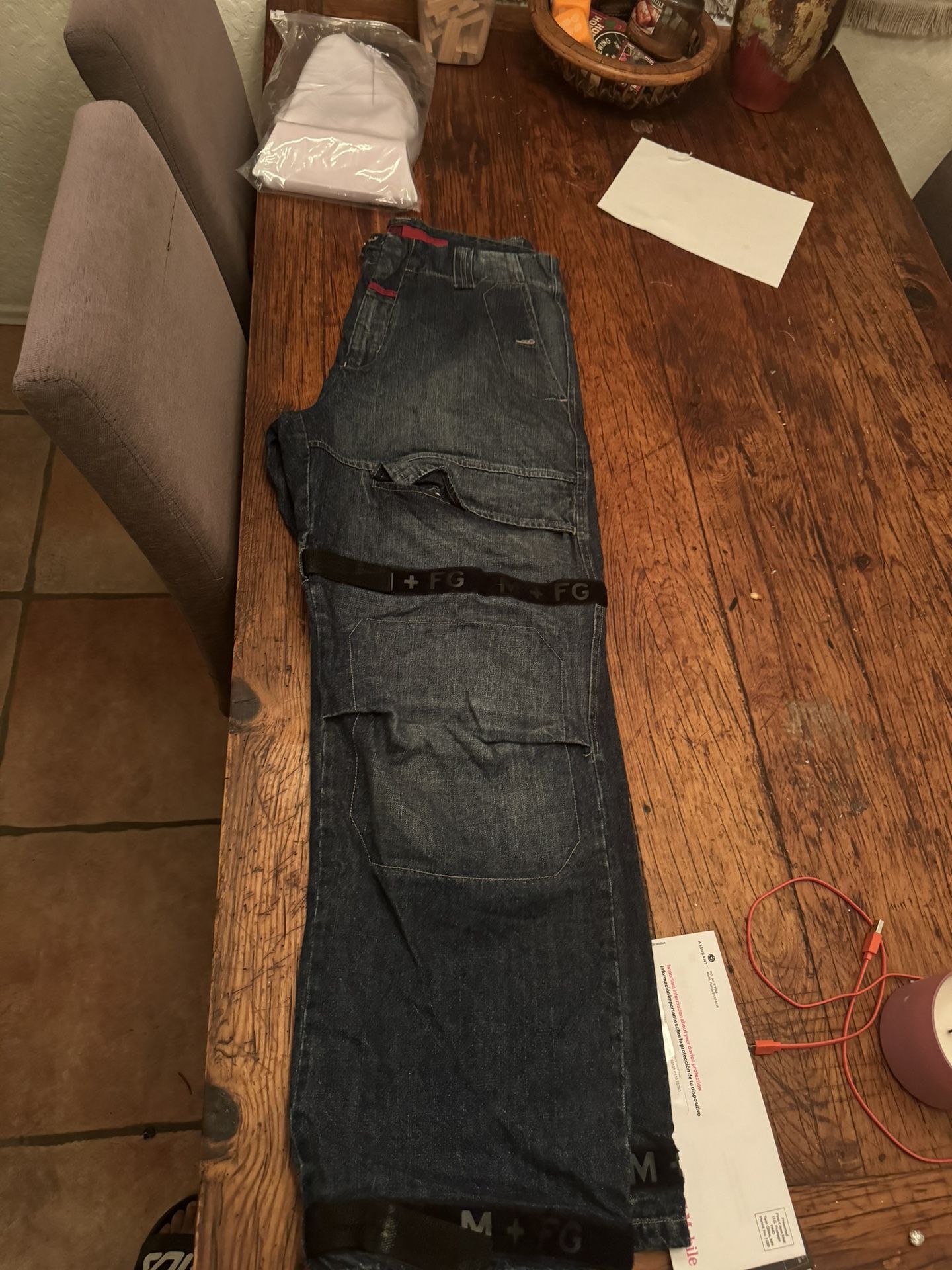 Vintage Marithe Francois Girbaud Jeans Mens 36 Blue Cargo Baggy Shuttle Tape Y2K