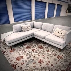 Light Gray Mid Century Modern 91” by 84” 2pc Sectional Chaise Sofa by West Elm