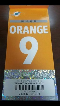 Dolphins vs patriots orange parking pass 1-1-2016