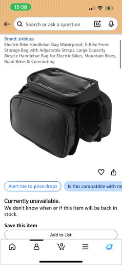 sixblues Electric Bike Handlebar Bag - Waterproof, Touchscreen Phone Holder - Brand New