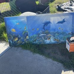 2 Set Canvas Sea Dolphins 