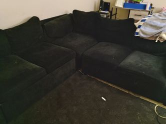 Black Fabric Sectional Sofa with Chaise