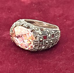 Sterling Pink Ice Ring Sz 7. R264