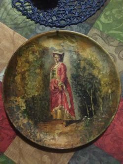 Circa 1800s Antique Painted Wall Plate