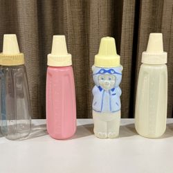 Six Vintage 8 oz Plastic Baby Bottles with Caps -  $5.00 Each