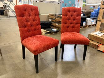 NOBLE HOUSE Orange Crushed Plush Dining Chairs (Set of 2)
