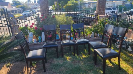 6 solid chairs dark brown