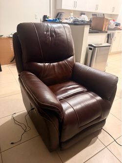 Brown leather power recliner