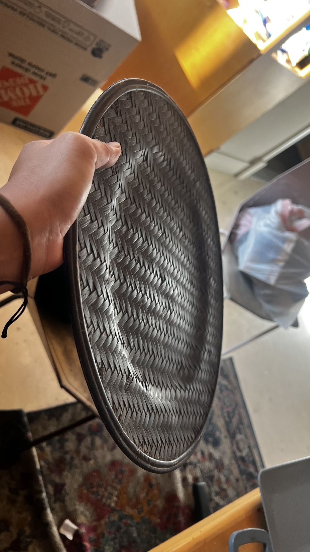 Brown Plate With Woven Material