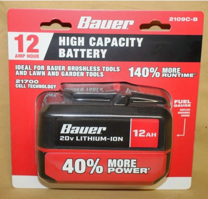 Bauer 2109C-B 20V 12Ah High-Capacity Lithium-Ion Battery