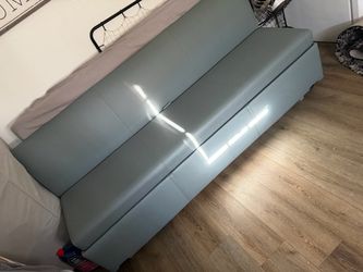 Gray Faux Leather Futon Sofa