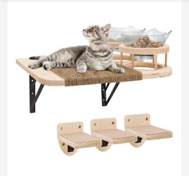 Cat wall shelves and feeding station