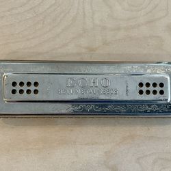 1930s Hohner Echo Harp Tremolo Harmonica - Key of C & G Major - Silver