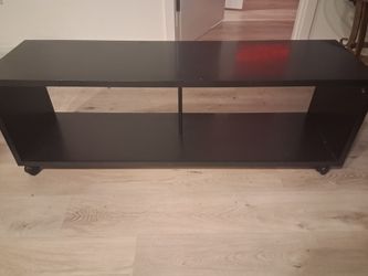 Black Low TV Stand with Casters