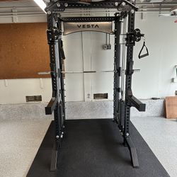PRO SERIES Ultimate 3-1 Half Rack Functional Trainer w/Smith Machine Bar | 400lb Stack | Gym Equipment | Fitness | Commercial | Squat Rack 