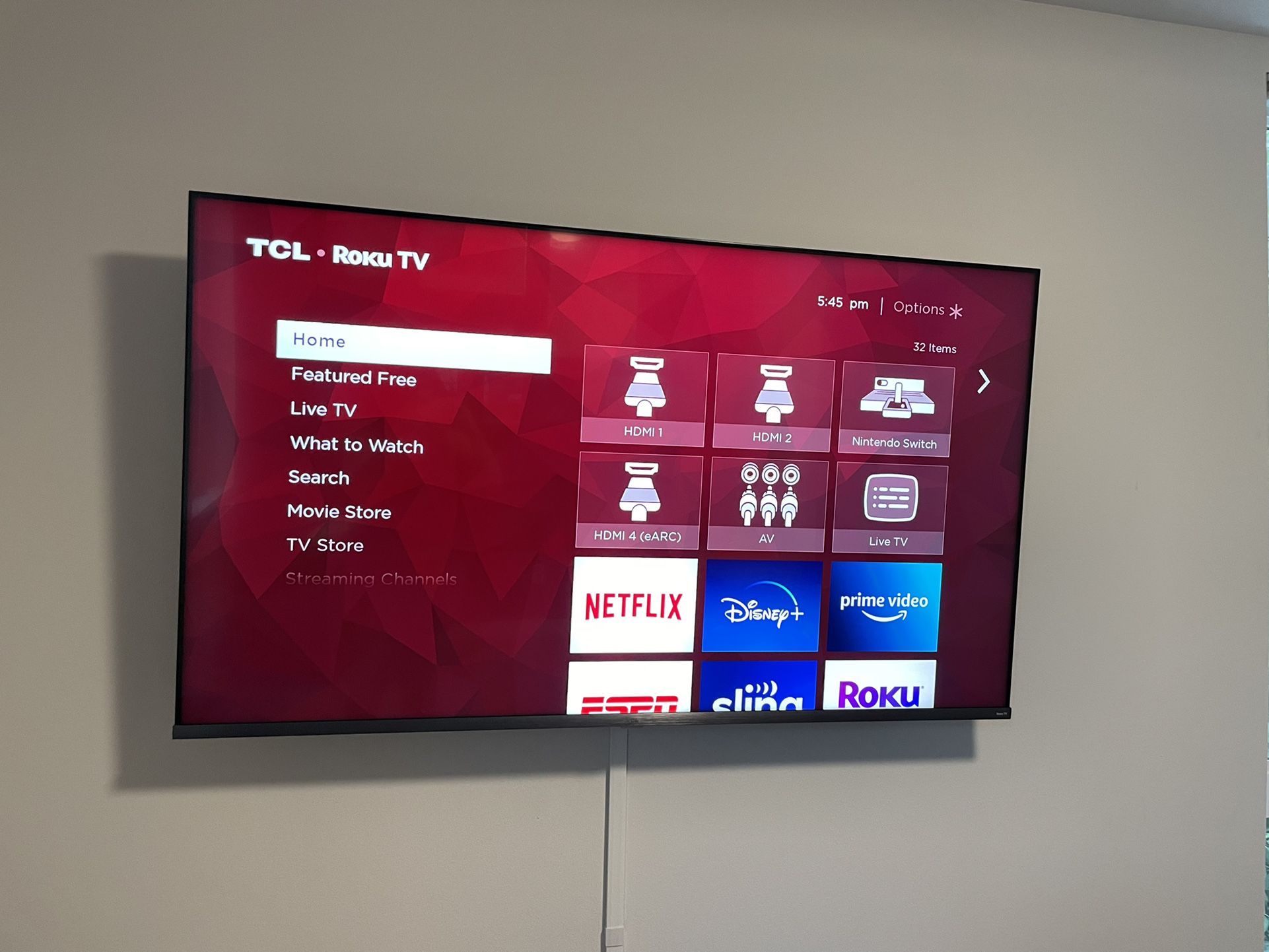 TCL 65” Class LED 8 series - 2160p - Smart - 4K - UHD TV with HDR - Roku TV  Includes Tilt/turn Wall mount 