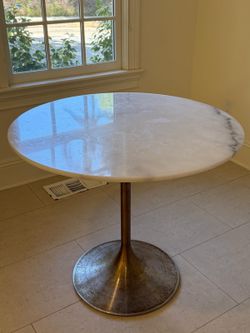 Leilani White Marble & Gold Tulip Dining Table