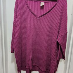 Ladies 3X Purple Faded Glory Ribbed Sweater