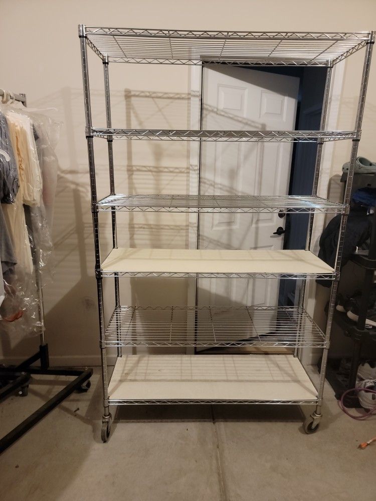 Rolling 5 Shelf Metal Storage Rack
