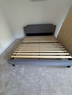 King Size Upholstered Bed Frame with Mattress