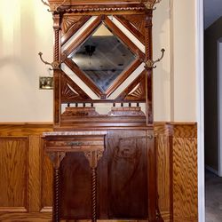 Antique Hall Tree With Mirror Best Offer 