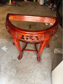 Wood console marble top