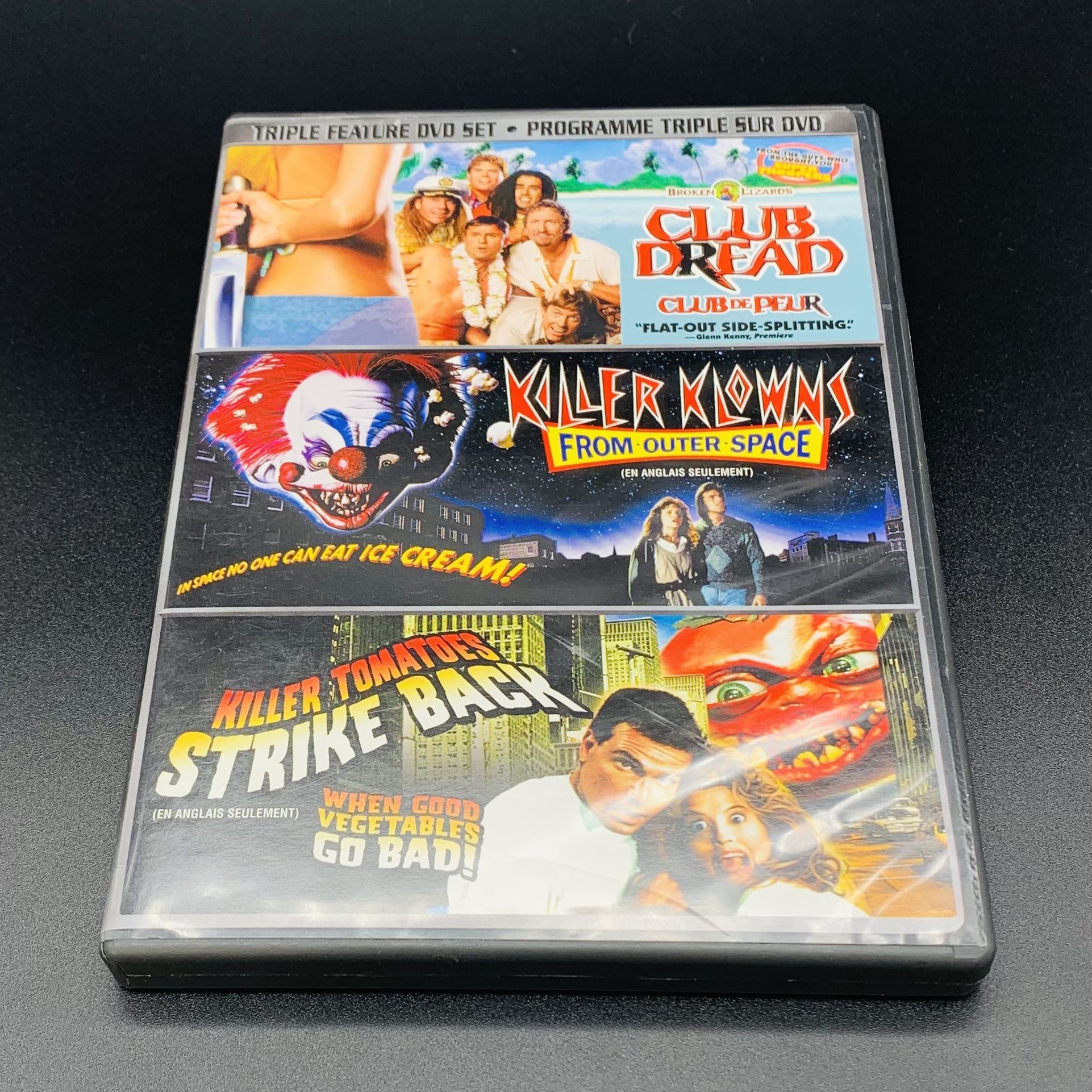 Rare Triple Feature DVD Set: Club Dred, Killer Klownz From Outer Space & Killer Tomatoes Strike Back