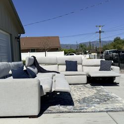 Living Spaces Light Gray Recliner Sectional DELIVERY AVAILABLE 