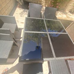 Solid Black Wicker Set, Seats 8 , 150$