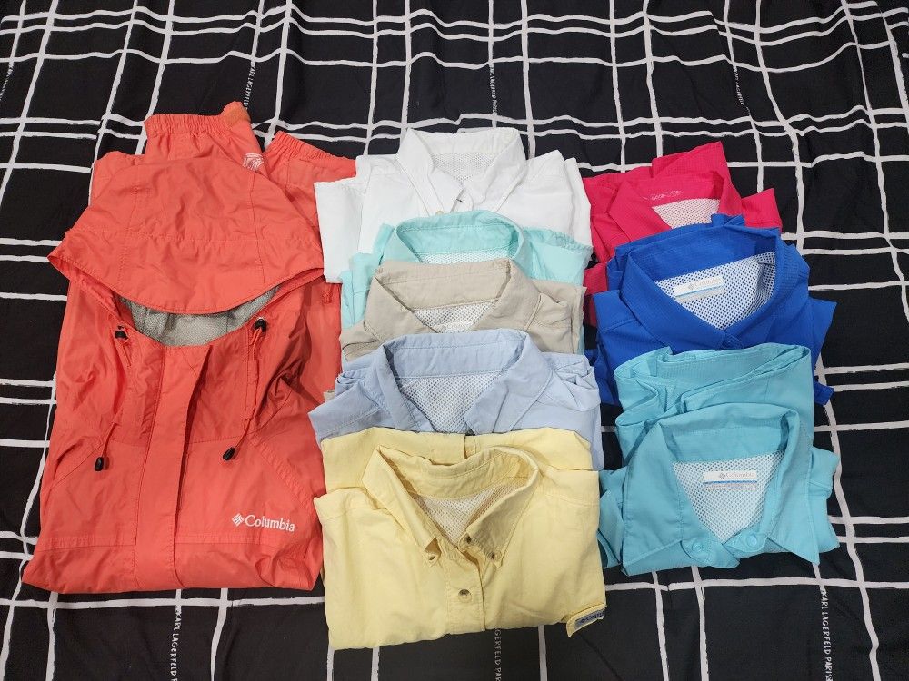 Columbia women's rain jacket and shirts