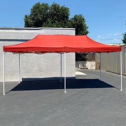 (NEW) $185 Heavy-Duty 10x20 FT Outdoor Ez Pop Up Canopy Party Tent Instant Shades w/ Carry Bag (Black, Red)