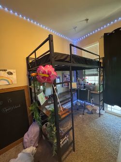 Loft bed with desk attached