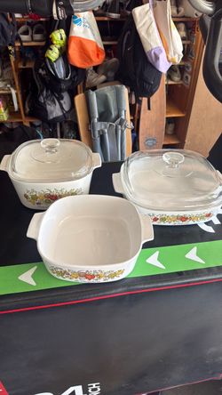Vintage CorningWare Spice O’ Life La Marjolaine Set - 3 Dishes + 2 Lids
