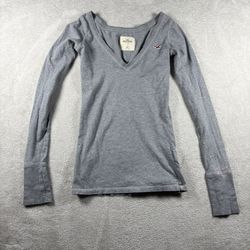 Vintage Hollister Babydoll Women’s XS Gray Long Sleeve Top Shirt Y2K 2000s #3B