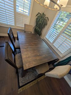 Dark Wood Dining Table with Chairs