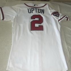 Game Used Bj Upton Atlanta Braves Jersey MLB Men 42 2014 2 Patch Pete & Robinson