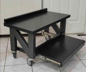 Heavy Duty Black Color Mobile Work Table With Wood Top (FREE Delivery Available) 🛻🔥