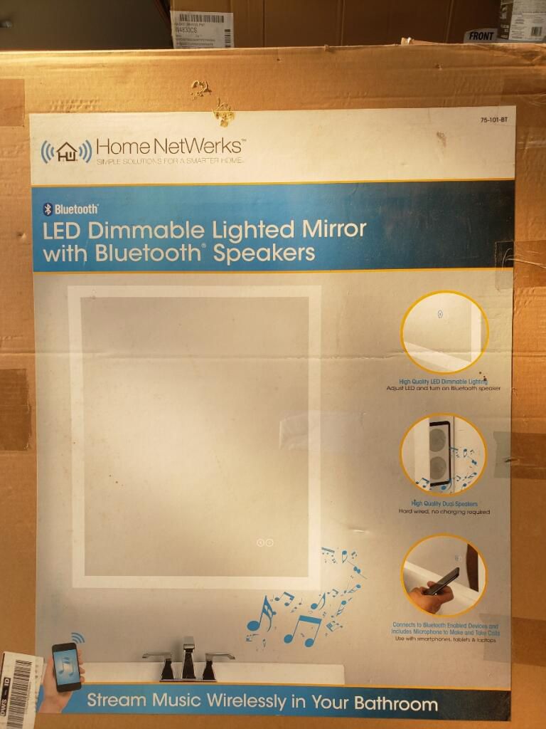 LED Lighted Mirror With Bluetooth Speaker Built In  NEGOTIABLE 