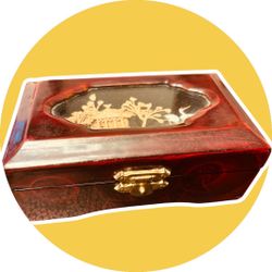 Vintage wooden jewelry box.