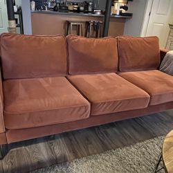 Rust Velvet Sofa