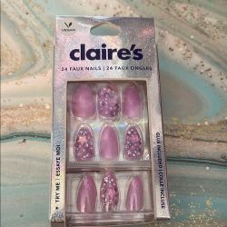 Claire's Lilac Gem Faux Nail Set